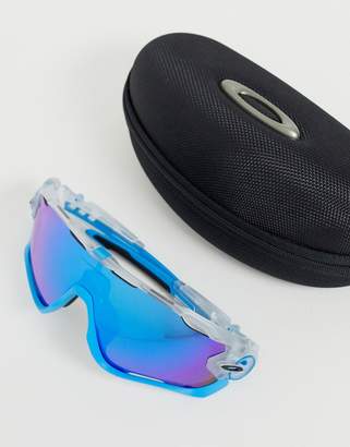 Oakley Jawbreaker Crystal Pop sunglasses with prizm sapphire lens
