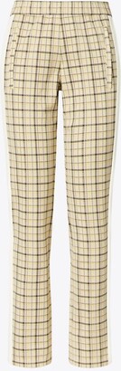 Tory Burch Yarn-Dyed Double Knit Track Pants | Beige Groove Plaid | L