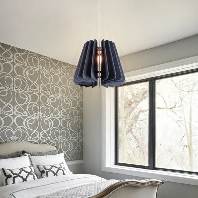 Ebern Designs 1-Light Felt Halo Pendant Light Small Chandelier For Bedroom