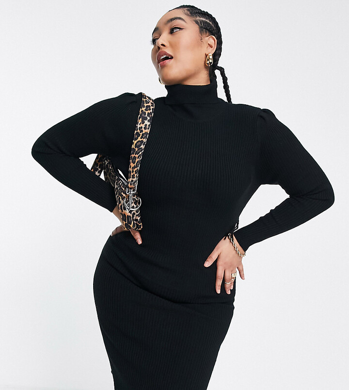 Brave Soul Plus juliet roll neck jumper dress ShopStyle