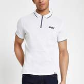 Thumbnail for your product : River Island Superdry white half zip polo shirt