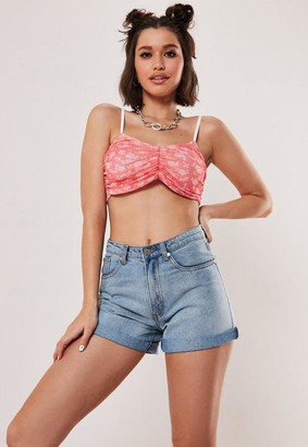 Missguided Mesh Floral Print Ruched Front Bralet