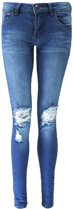 boohoo Low Rise Ripped Knee Skinny Jeans