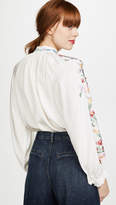 Thumbnail for your product : Vilshenko Faye Embroidered Silk Blouse
