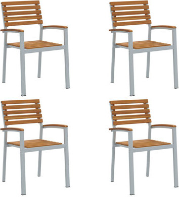 Latitude Run Garden Chairs 4 Pcs Solid Wood Acacia And Steel