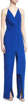 Thumbnail for your product : Halston Sleeveless Faux-Wrap Stretch Crepe Jumpsuit