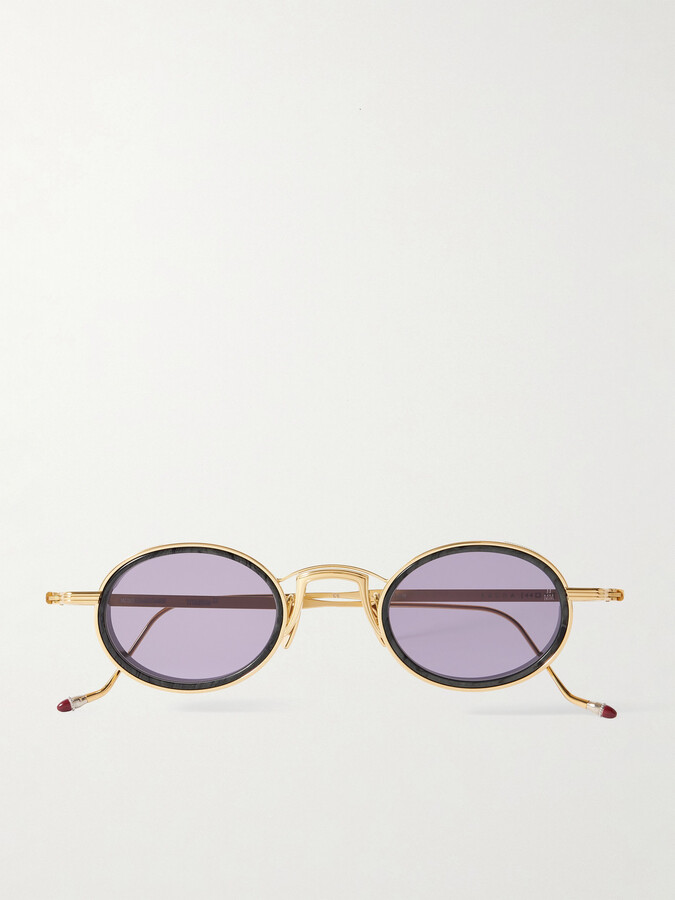 Jacques Marie Mage Varda Oval-Frame Gold-Tone and Acetate Sunglasses