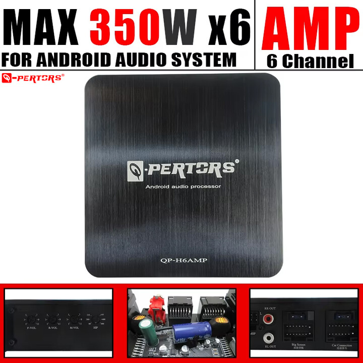 Q-PERTORS 6-Channel Car Amplifier A/B Class (350Wx6) 2100W Max for Large Display Android Devices Audio Subwoofer Speakers Car Stereo AMP
