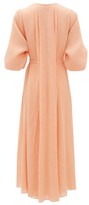 Thumbnail for your product : Gabriela Hearst Demeter Plisse Cotton-blend Chiffon Wrap Dress - Coral