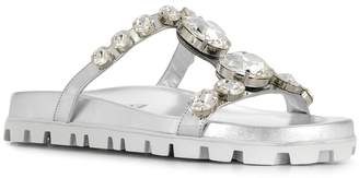 Miu Miu crystal embellished flat sandals