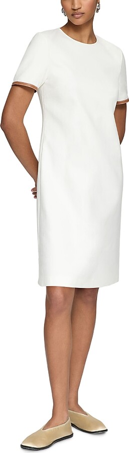 Lafayette 148 New York Leather Trim Dress