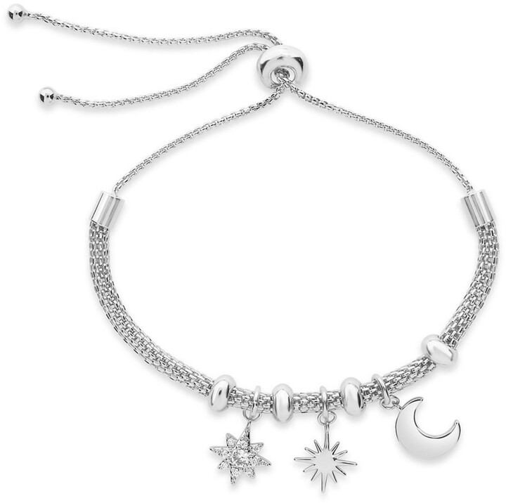 Evereena Silver Beads Bracelet for Girls Trendy Octagon Silicone Safety Chain Womens Jewelry