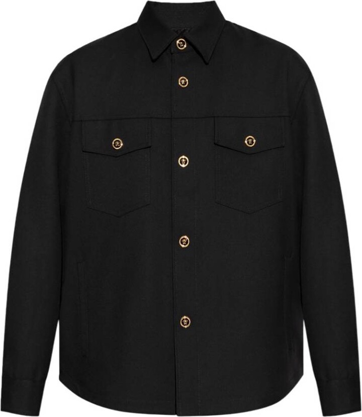 Versace Black Wool Cavalry Blouson Overshirt