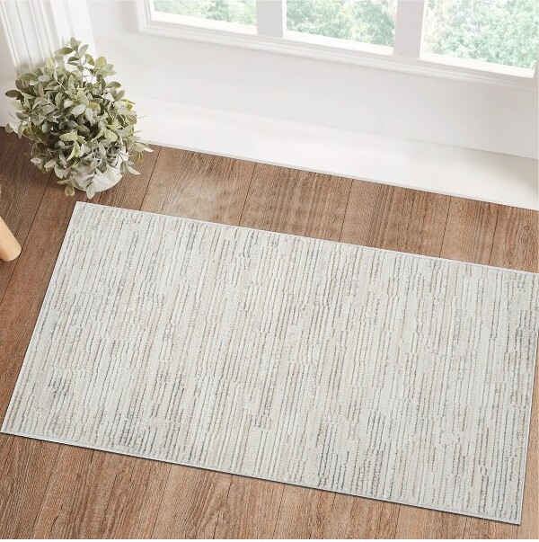 Rug Branch RugBranchKaoriContemporaryAbstractBeigeCreamIndoorDoormatRug-2'x5'