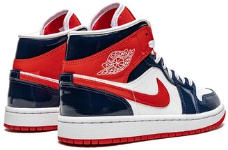 Jordan Mid "Patent Leather Navy/White/Red" sneakers