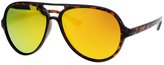 Thumbnail for your product : JuicyOrange Fashion Aviator Sunglasses Retro Unisex Plastic Frame Matte Black, Teal Mirror
