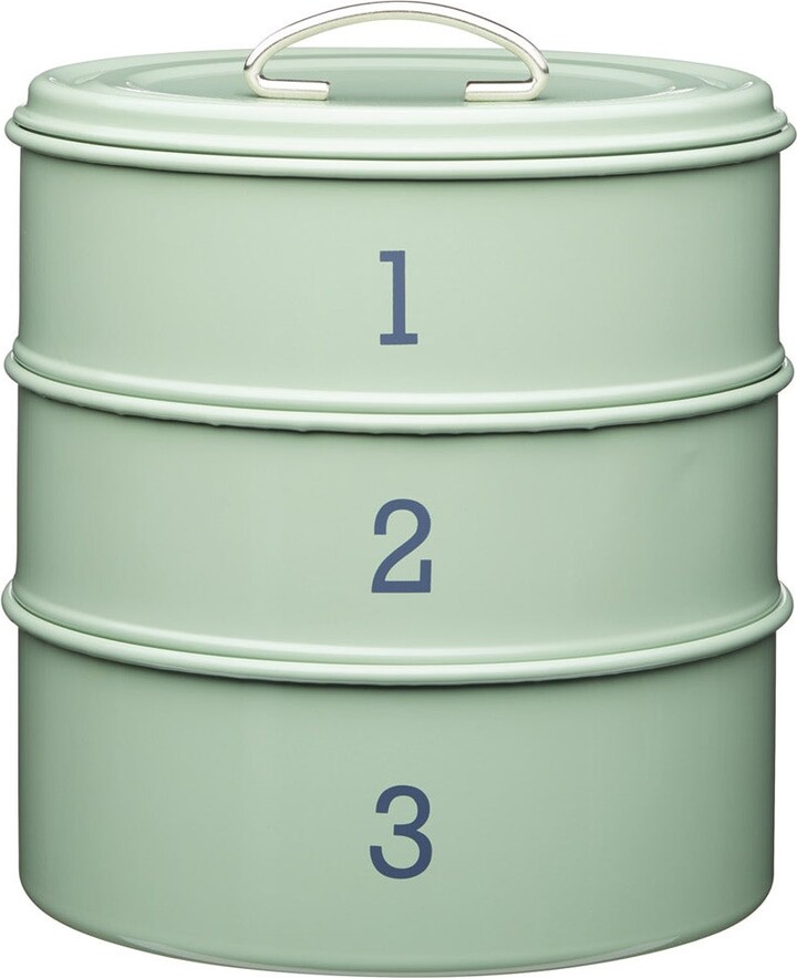 Dunelm 3 Tier Metal Green Cake Tin Green ShopStyle Kitchen Storage