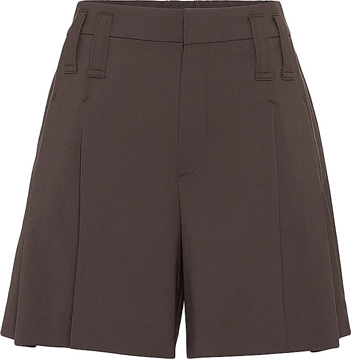 Brunello Cucinelli Women's Tropical Luxury Wool Formal Shorts - Cocoa - Size 4