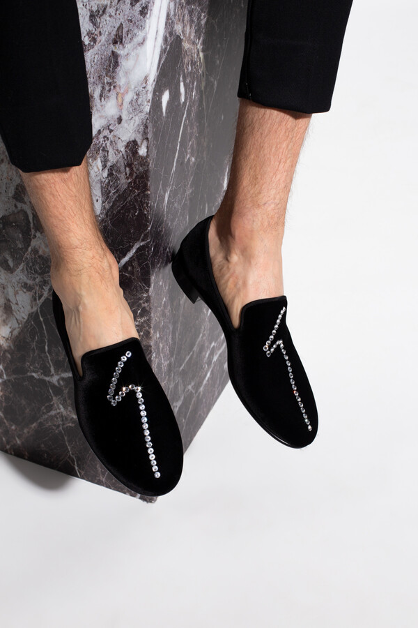 Velvet black loafers men Clearance