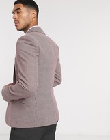 Thumbnail for your product : ASOS DESIGN DESIGN super skinny blazer in burgundy microtexture
