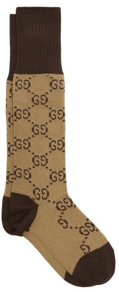 munching Kanon træ Gucci GG-intarsia Cotton-blend Knee-high Socks - Brown Multi - ShopStyle