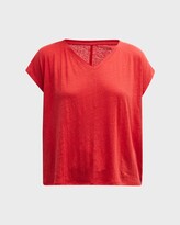 Thumbnail for your product : Eileen Fisher V-Neck Short-Sleeve Organic Linen Tee