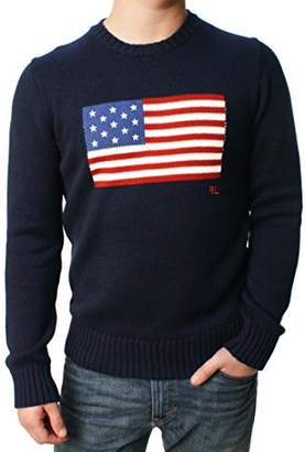Polo Ralph Lauren Men's Flag Cotton Crew Neck Sweater USA Flag RL Embroidered