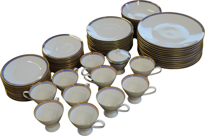 gala Blue Midcentury Dinner Service Raymond Loewy For Rosenthal