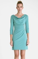 Thumbnail for your product : Tahari Zip Detail Drape Neck Textured Matte Jersey Dress