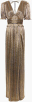 Thumbnail for your product : Rebecca Vallance Luna ruffle-trimmed plissé lamé gown