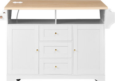 Multifunctional Extendable Kitchen Island Cart With US Standard Outlet