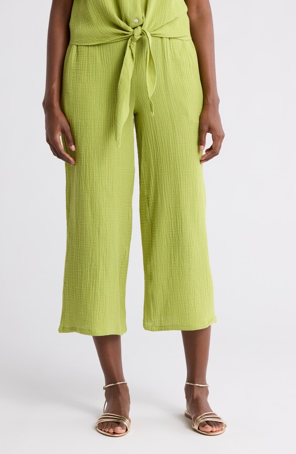 T Tahari Pleated Gauze Pull-On Pants