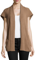Thumbnail for your product : Lafayette 148 New York Cashmere-Blend Ribbed Cap-Sleeve Vest, Amaretto