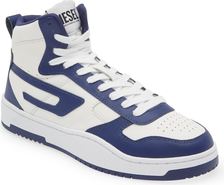 DIESEL S-athos Mid W Monogram-printed High-top Sneakers in Blue