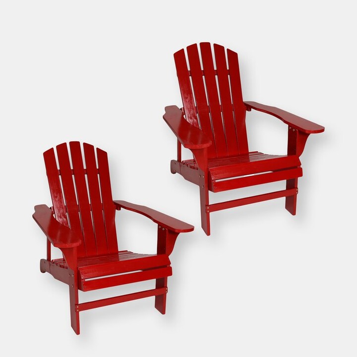 Sunnydaze Decor Set of 2 Adirondack Chair Outdoor Wooden Furniture