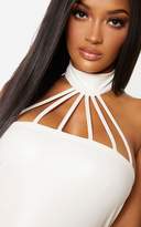 Thumbnail for your product : PrettyLittleThing Shape Black PU Halterneck Cut Out Detail Bodycon Dress