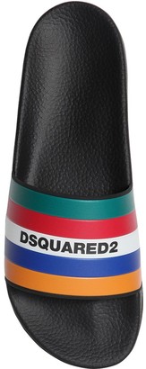 DSQUARED2 Logo Stripes Rubber Slide Sandals