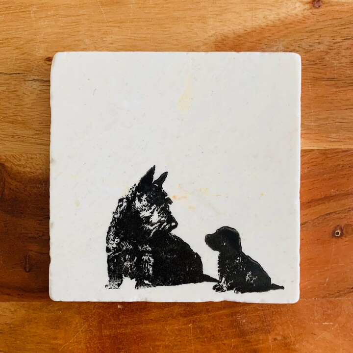 Etsy Scottish Terrier Coasters ~ Gift Scottie Dog Pet Coaster Marble Housewarming