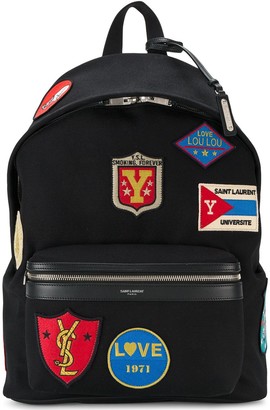 Saint Laurent City patch embellished backpack