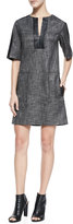 Thumbnail for your product : Nanette Lepore Short-Sleeve Leather-Bound Shift Dress
