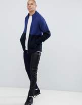 Thumbnail for your product : Armani Exchange zip-thru color block cardigan in navy/black