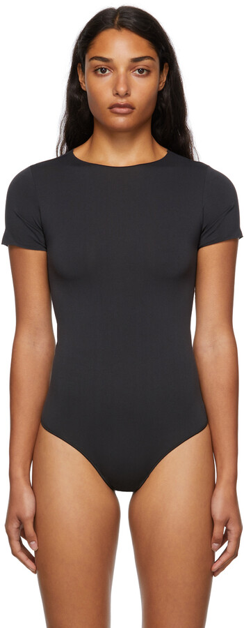 SKIMS Black Essential T-Shirt Bodysuit - ShopStyle