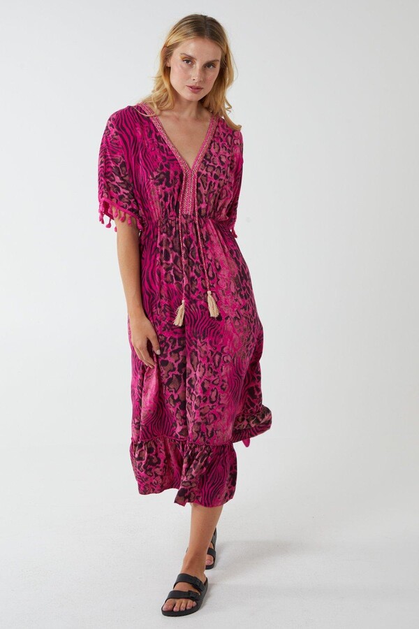 Blue Vanilla Tassel V Neck Maxi Dress ShopStyle