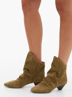 Isabel Marant Doey Suede Ankle Boots - Womens - Khaki