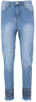 Thumbnail for your product : boohoo Charlie Embroidered Hem Slim Fit Mom Jeans