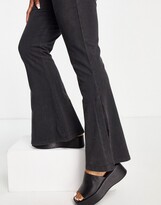 Thumbnail for your product : Reclaimed Vintage relaxed wide flares in washed charcoal