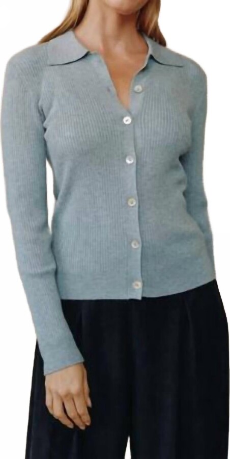 Bella Dahl Collared Button Down Sweater In Heather Grey