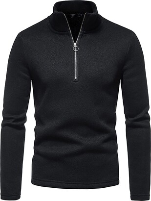 Milax What Fluff Men's Casual Autumn Solid Sweater Top Turtleneck Zipper  Collar Fashion Blouse Long Sleeve Popular Warm Sweaters Top Men Plus Long  Sleeve T Shirt Dark Gray - ShopStyle
