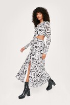 Thumbnail for your product : Nasty Gal Womens Abstract Print Cut Out Midi Shirt Dress