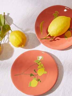 BERNADETTE Set Of Two Lemon Branch Side Plates - Red Multi